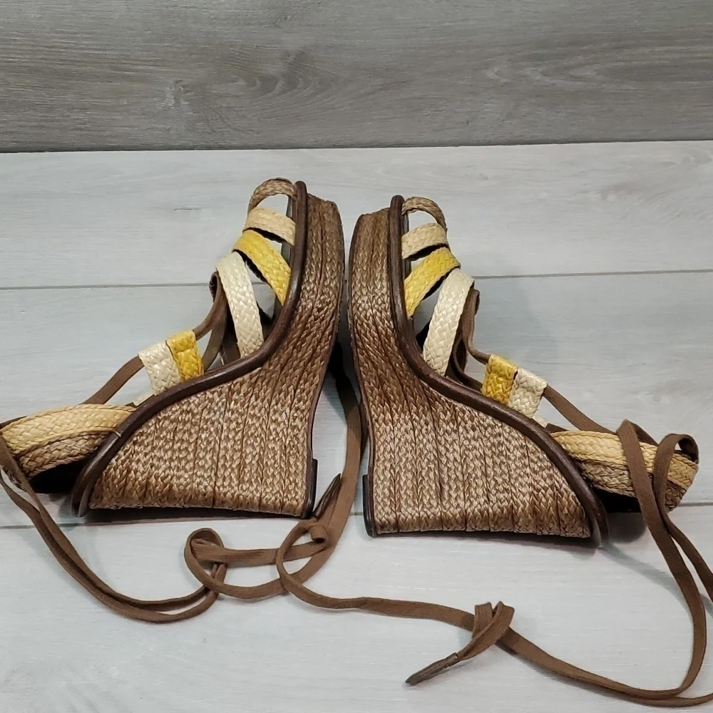 Bottega Veneta Womens Lace Up Wedge Sandals shoes sz 39.5/9.5